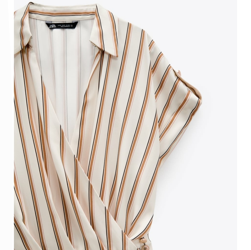 Zara Striped Draped Dress - Picture 3 of 5